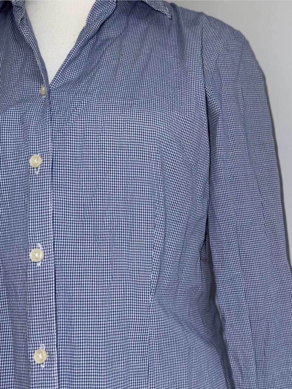 GAP Blue Micro-Check Button-Down Shirt - Picture 2 of 4